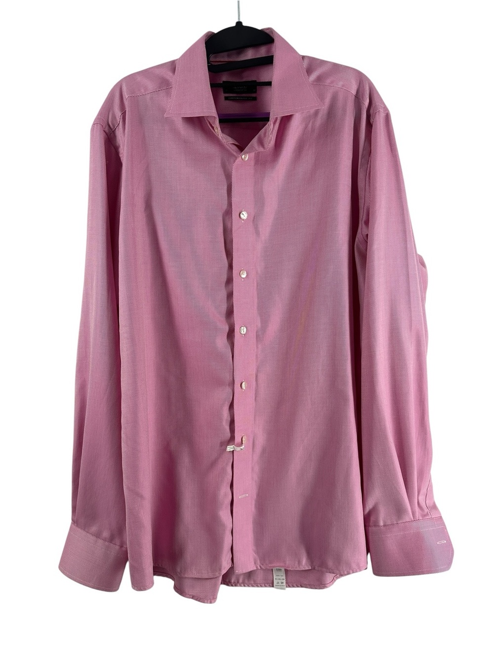 Eton Contemporary Fit Pink White Stripe Dress Shirt 17/43 Luxury Cotton Button